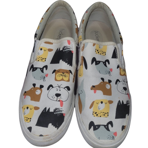 Bucket Feet My Best Friend Dog Print Slip-On Sneakers - White and Multicolor - Picture 1 of 8